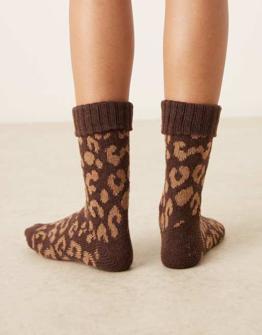 Accessorize Leopard Print Socks In Multi