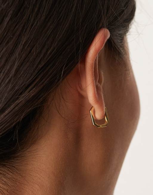 Accessorize Pack Of 2 Z Rectangular Hoop Earrings In Gold Plated