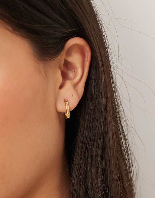 Accessorize pack of 2 Z rectangular hoop earrings in gold plated
