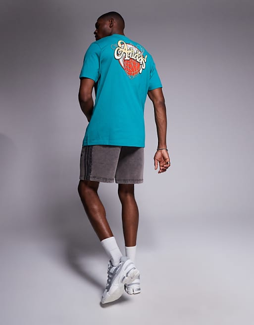 Adidas Basketball T-shirt With Back Print In Teal