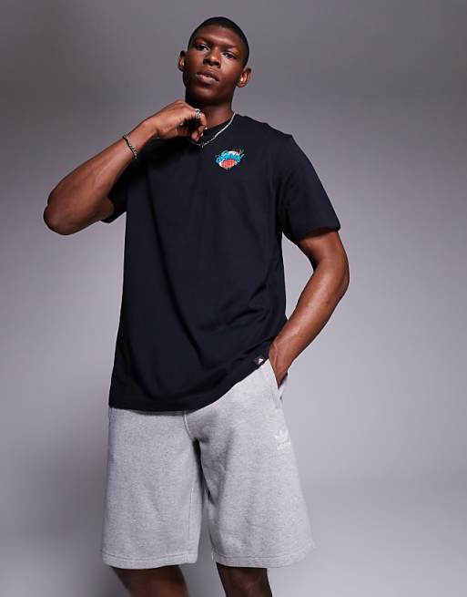 Adidas Basketball T-shirt With Back Print In Washed Black