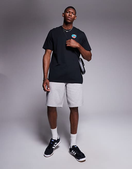 Adidas Basketball T-shirt With Back Print In Washed Black