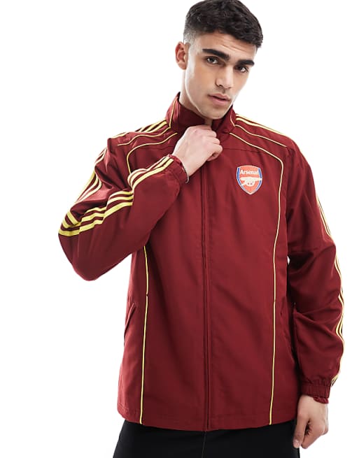adidas Football Arsenal urban purist track top in burgundy and yellow