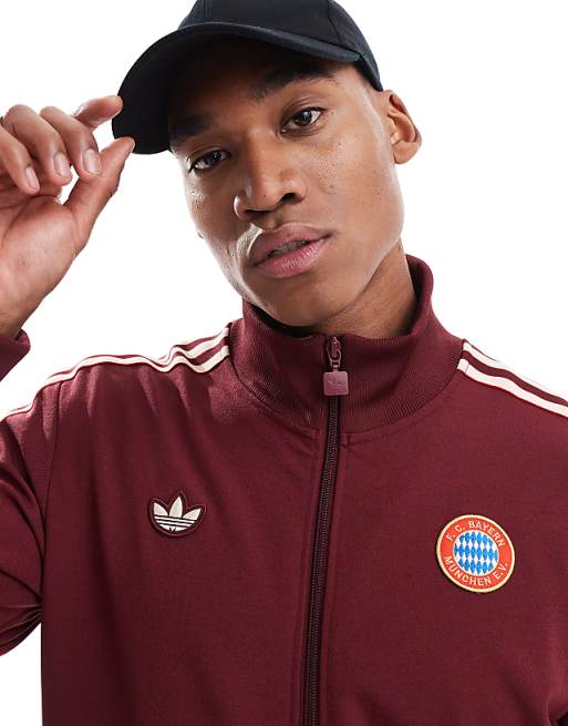 Adidas Football Bayern Munich Icons Track Top In Burgundy