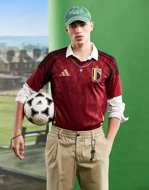 Adidas Football Euro 2025 Belgium Home Shirt In Burgundy