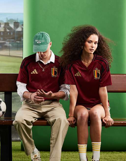 adidas Football Euro 2025 Belgium home shirt in burgundy