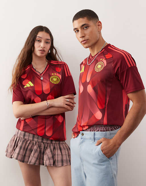 Adidas Football Germany 2025 Away Shirt In Burgundy