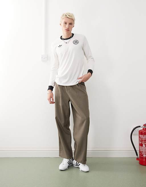 Adidas Football Germany Anniversary Long Sleeve Jersey In White And Black