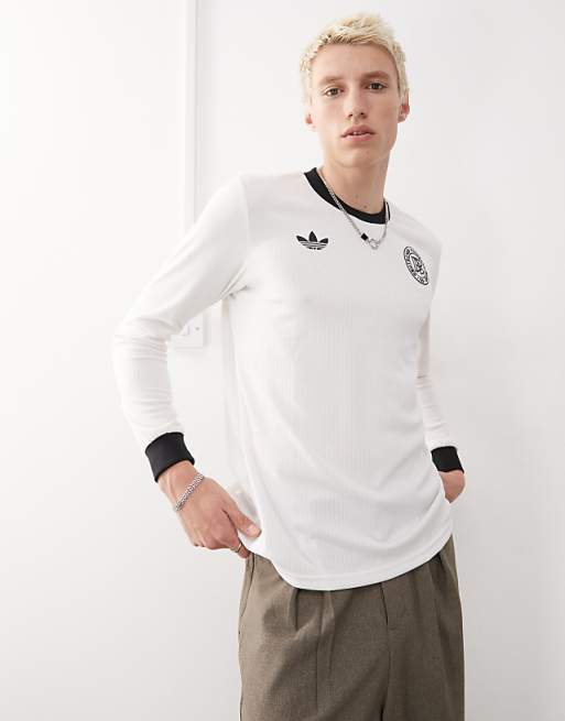 adidas Football Germany anniversary long sleeve jersey in white and black