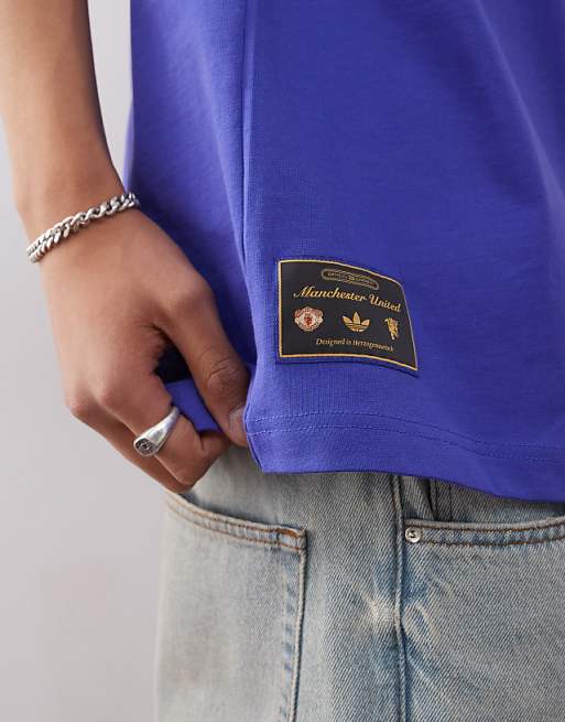 Adidas Football Manchester United Icon T-shirt In Blue And Yellow