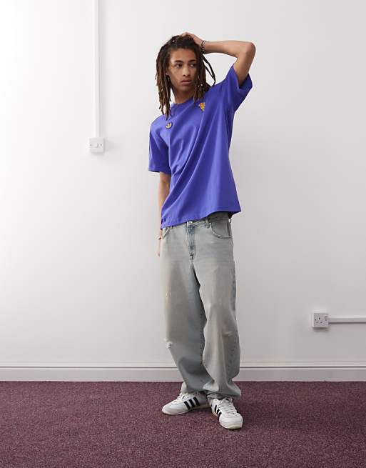 Adidas Football Manchester United Icon T-shirt In Blue And Yellow