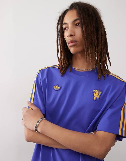 adidas Football Manchester United icon t-shirt in blue and yellow