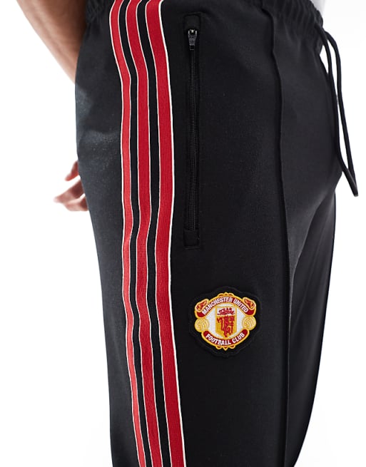 Adidas Football Manchester United Icons Trackpants In Black And Red
