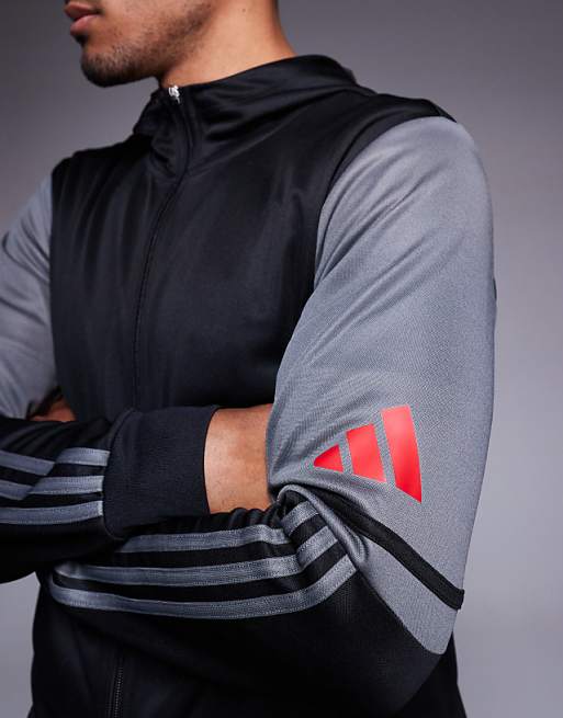 Adidas Football Squadra Hoodie In Black And Red