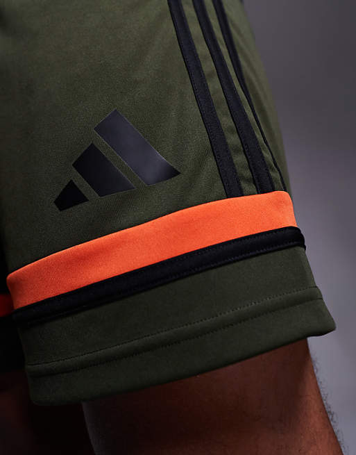 Adidas Football Squadra25 Shorts In Khaki And Orange
