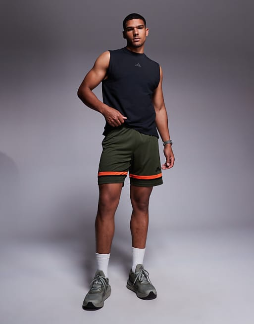 Adidas Football Squadra25 Shorts In Khaki And Orange