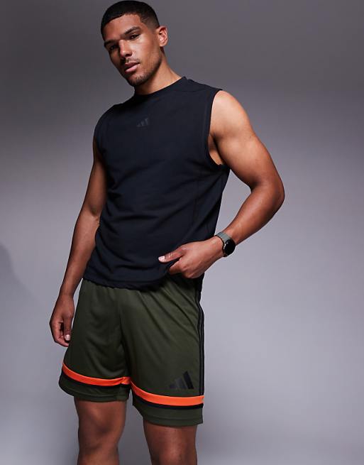 adidas Football Squadra25 shorts in khaki and orange