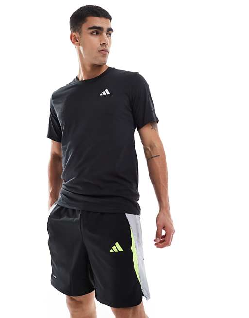 adidas Football tech shorts in black grey and yellow