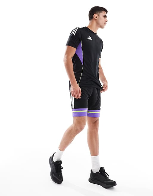 Adidas Football Tiro 25 Competition Training Jersey In Black / Purple Rush