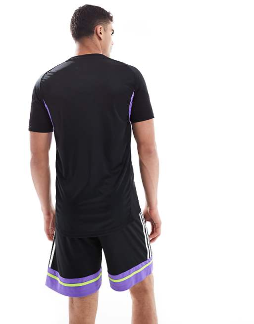Adidas Football Tiro 25 Competition Training Jersey In Black / Purple Rush
