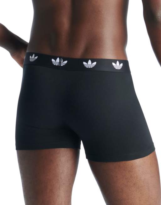 Adidas Originals 3 Pack Comfort Flex Cotton Trunks In Black