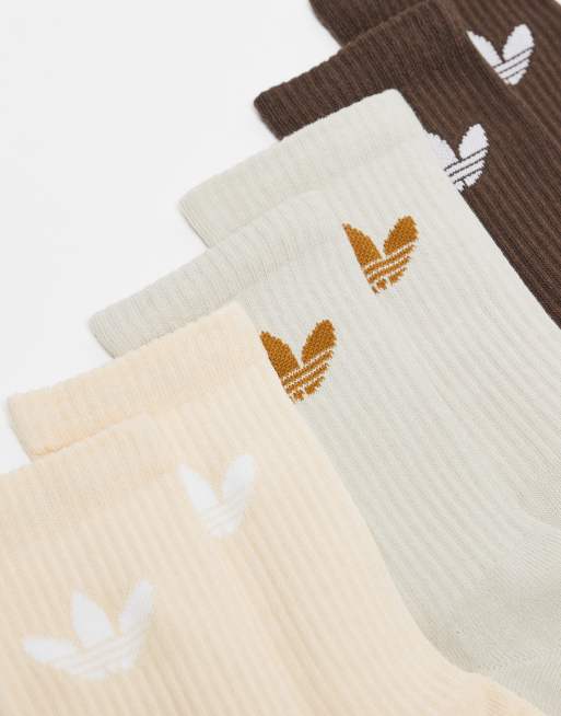 Adidas Originals 6 Pack Socks In Brown