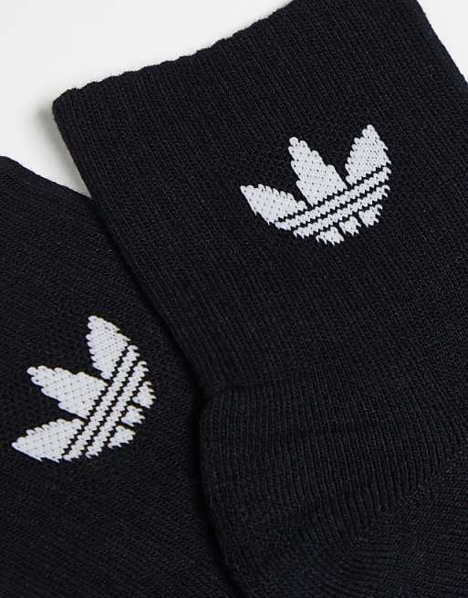 Adidas Originals 6 Pack Trefoil Ankle Socks In Black