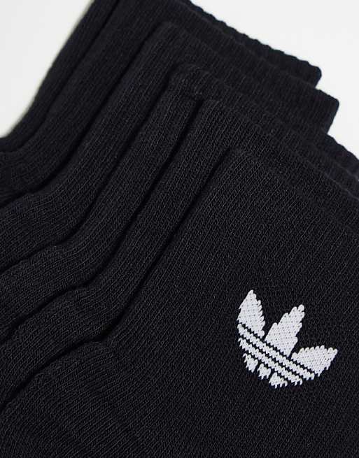 Adidas Originals 6 Pack Trefoil Ankle Socks In Black