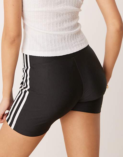 Adidas Originals Adicolour 3 Stripe Booty Shorts In Black