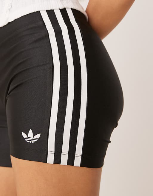 Adidas Originals Adicolour 3 Stripe Booty Shorts In Black