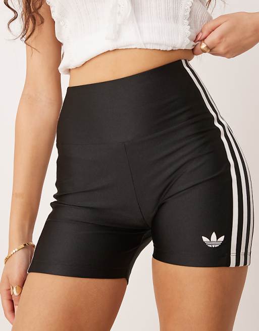 Adidas Originals Adicolour 3 Stripe Booty Shorts In Black