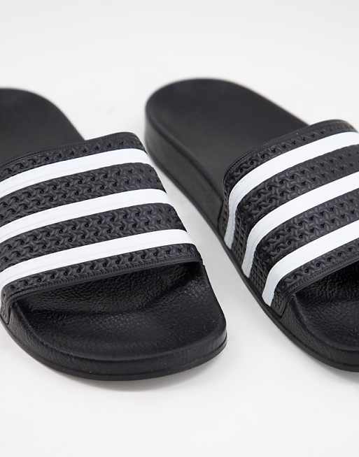 Adidas Originals Adilette Sliders In Black