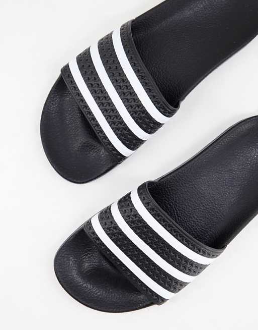 Adidas Originals Adilette Sliders In Black