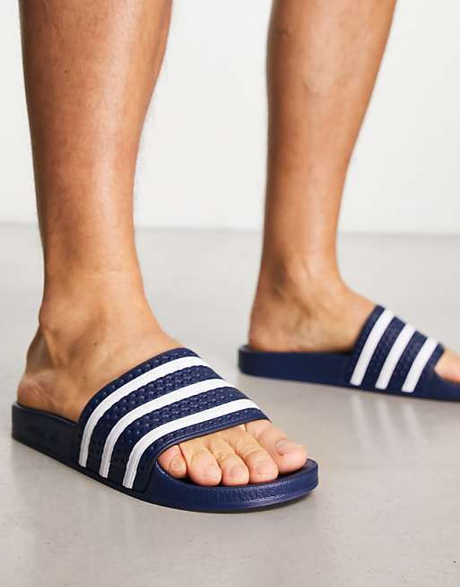 Adidas Originals Adilette Sliders In Navy