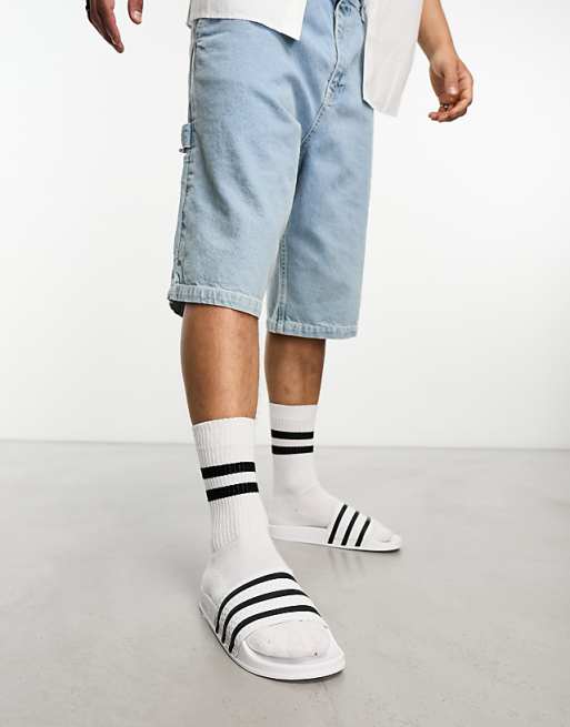 Adidas Originals Adilette Sliders In White