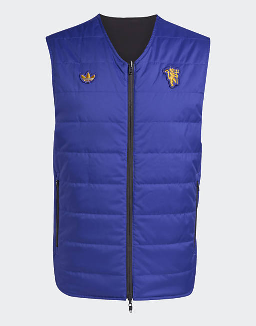 Adidas Originals Manchester United Terrace Icons Vest In Utility Black / Semi Night Fla
