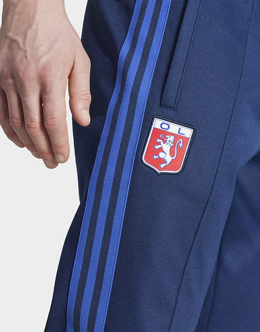 Adidas Originals Olympique Lyonnais Anniversary Track Pants In Navy