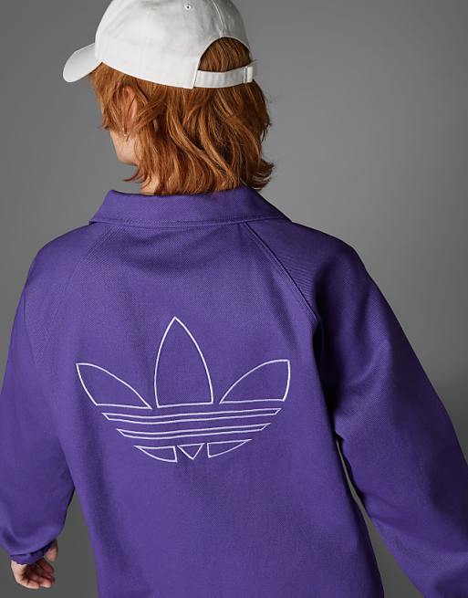 Adidas Originals Real Madrid Terrace Icons Drill Top In Purple