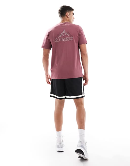 adidas Outdoor Terrex t-shirt with chest logo in burgundy