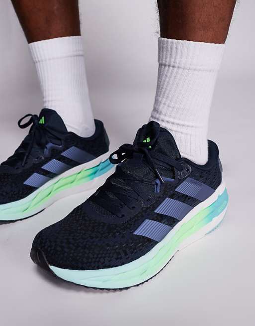 Adidas Running Adistar 4 Trainers In Navy And Green