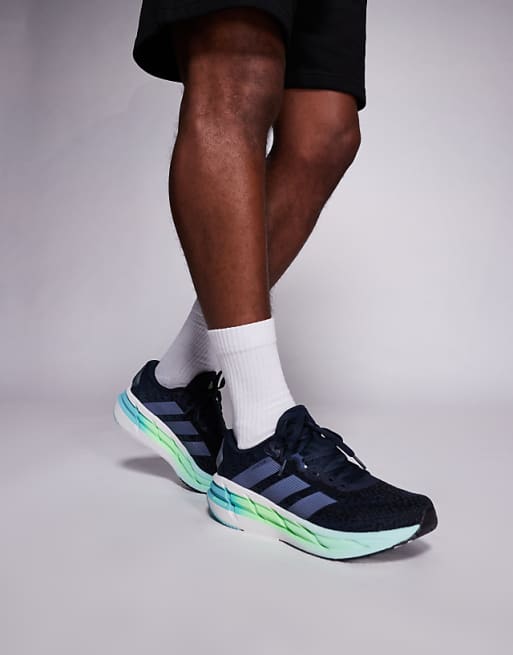 adidas Running Adistar 4 trainers in navy and green
