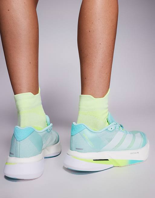 Adidas Running Adizero Boston 13 In Blue And Yellow