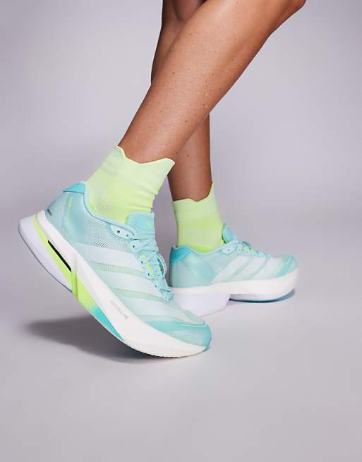 adidas Running Adizero Boston 13 in blue and yellow