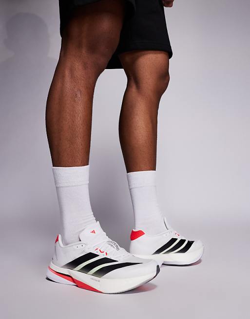 Adidas Running Adizero Boston 13 In White Black And Red