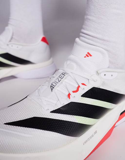 Adidas Running Adizero Boston 13 In White Black And Red