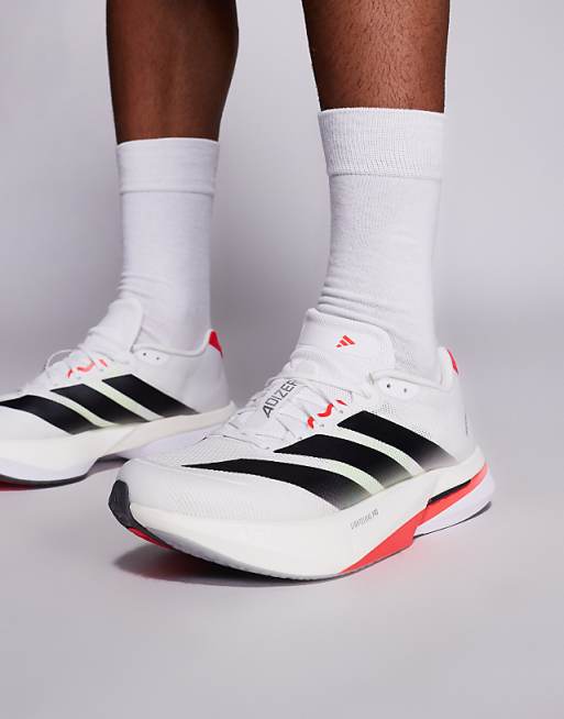 adidas Running Adizero Boston 13 in white black and red