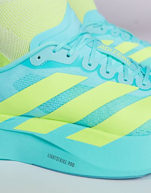 Adidas Running Adizero EVO SL Trainers In Blue And Yellow