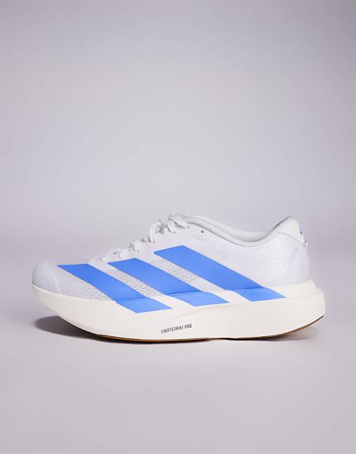 Adidas Running Adizero EVO SL Trainers In White And Blue