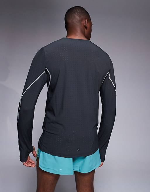 Adidas Running Adizero Reflective Long Sleeve Top In Black