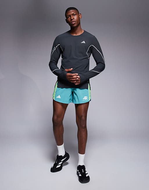 Adidas Running Adizero Reflective Long Sleeve Top In Black